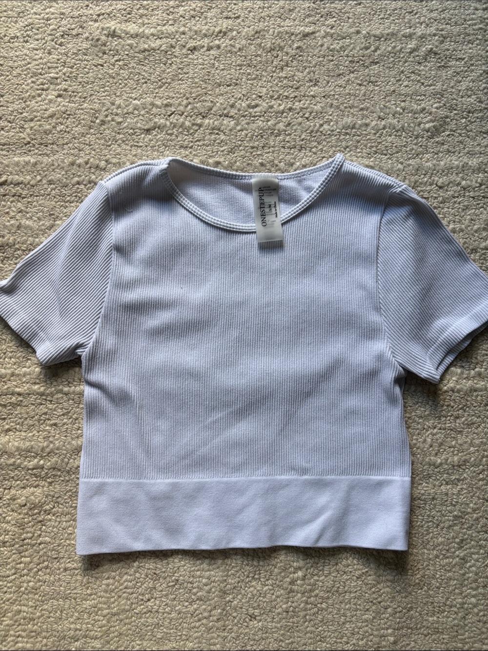 One Step Ahead White Ribbed Tank Top